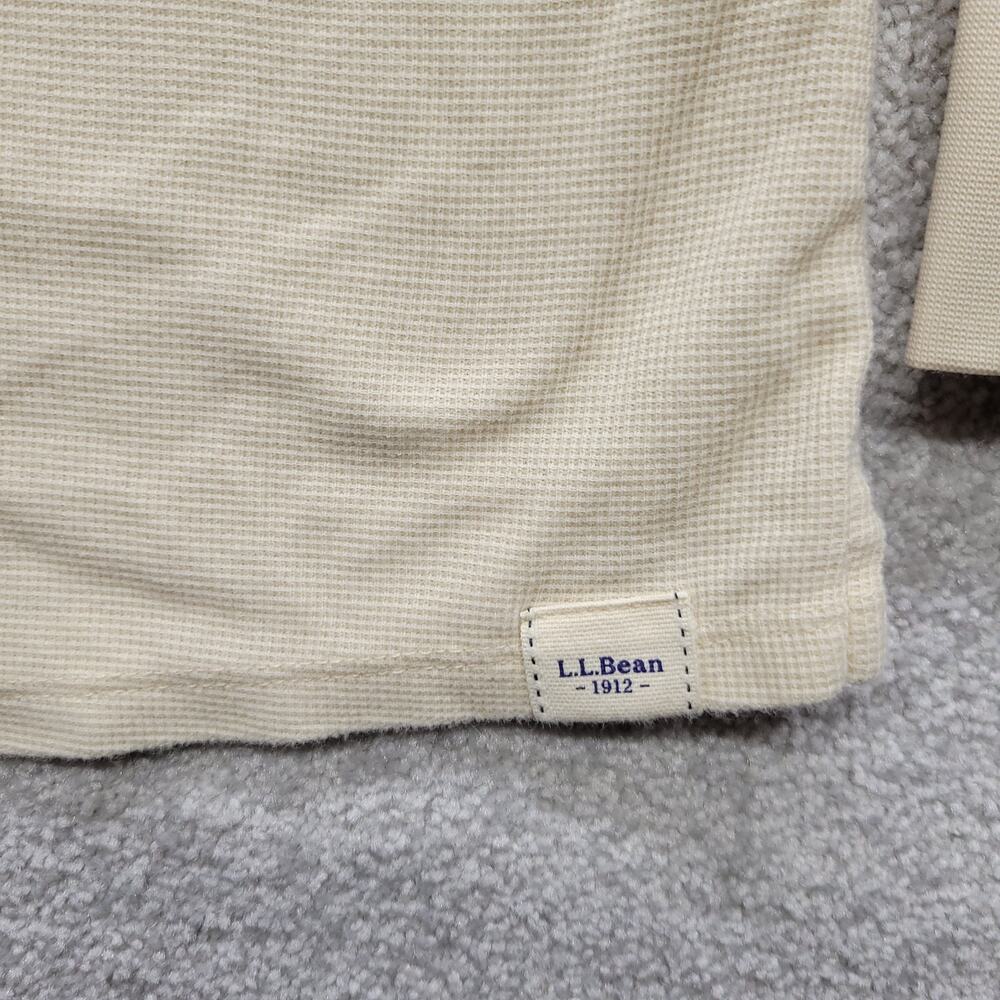 Vintage L.L.Bean Womens Large Waffle Knit Henley Long Sleeve Shirt Cream Thermal - Picture 6 of 6